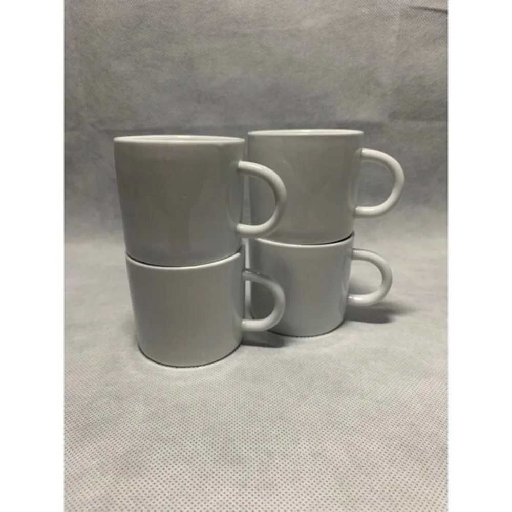 Set 4 Crate & Barrel White Porcelain Espresso Cups 2.5